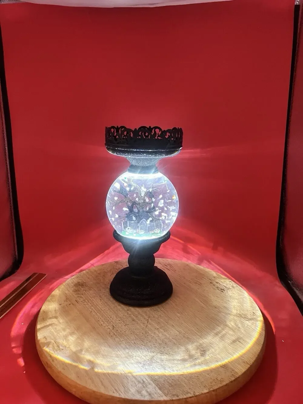 Bath And Body Works Light Up Spooky Cemetery Water Globe Halloween Candle Holder